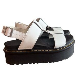 Dr Martens Francis Platform White Leather Chunky Lug Size 10 Strap Sandals